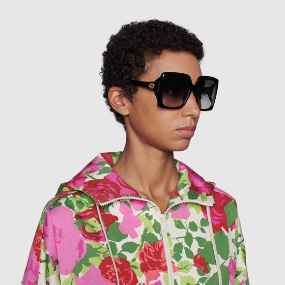 COPY - NEW Gucci GG0876S 001 Black Gray Square Gradient Oversized Women Sunglas… - Picture 1 of 10